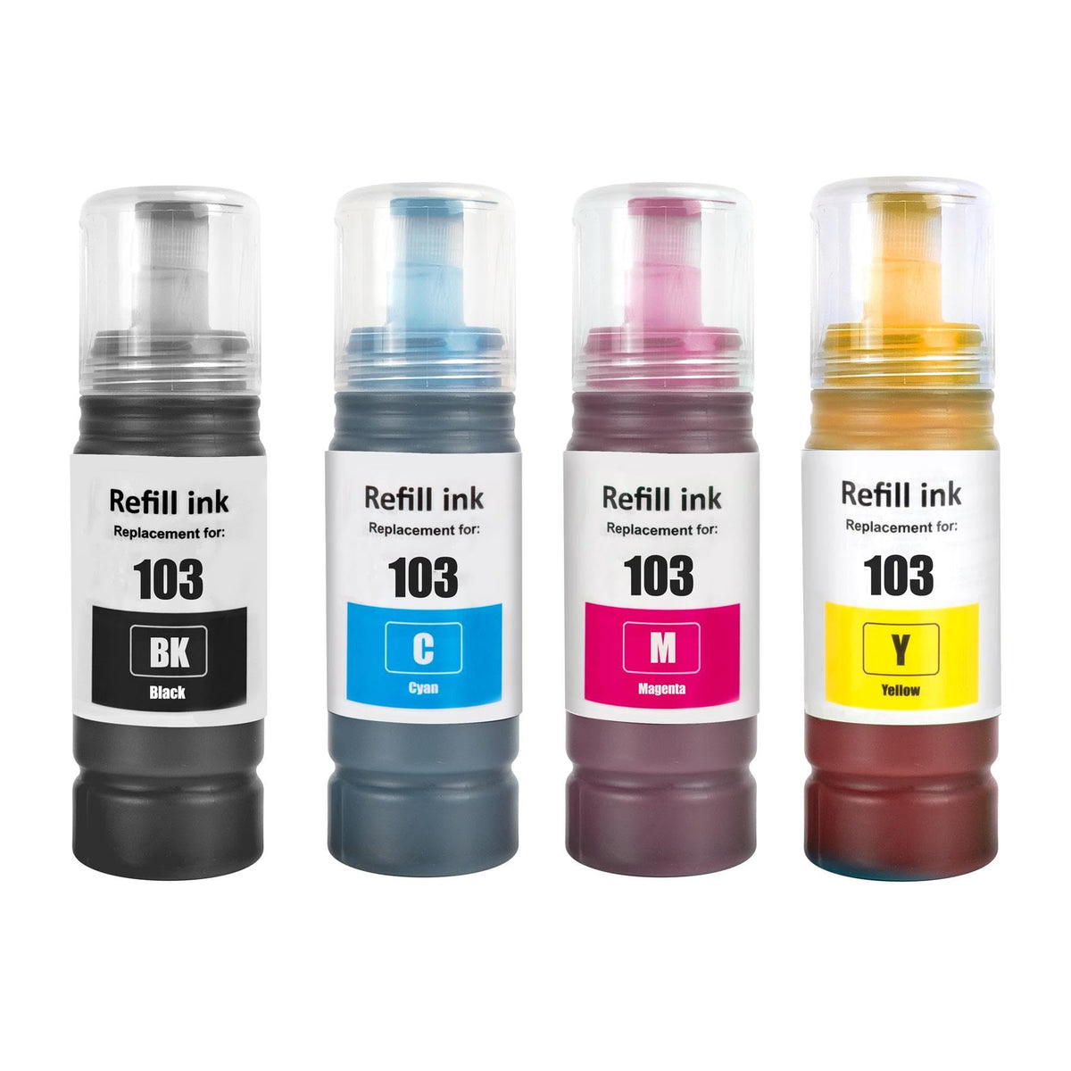 Go Inks Set of 4 Ink Bottles to replace Epson 103 Compatible/non-OEM for EcoTank Printers,Black, Cyan, Magenta, Yellow,70ml