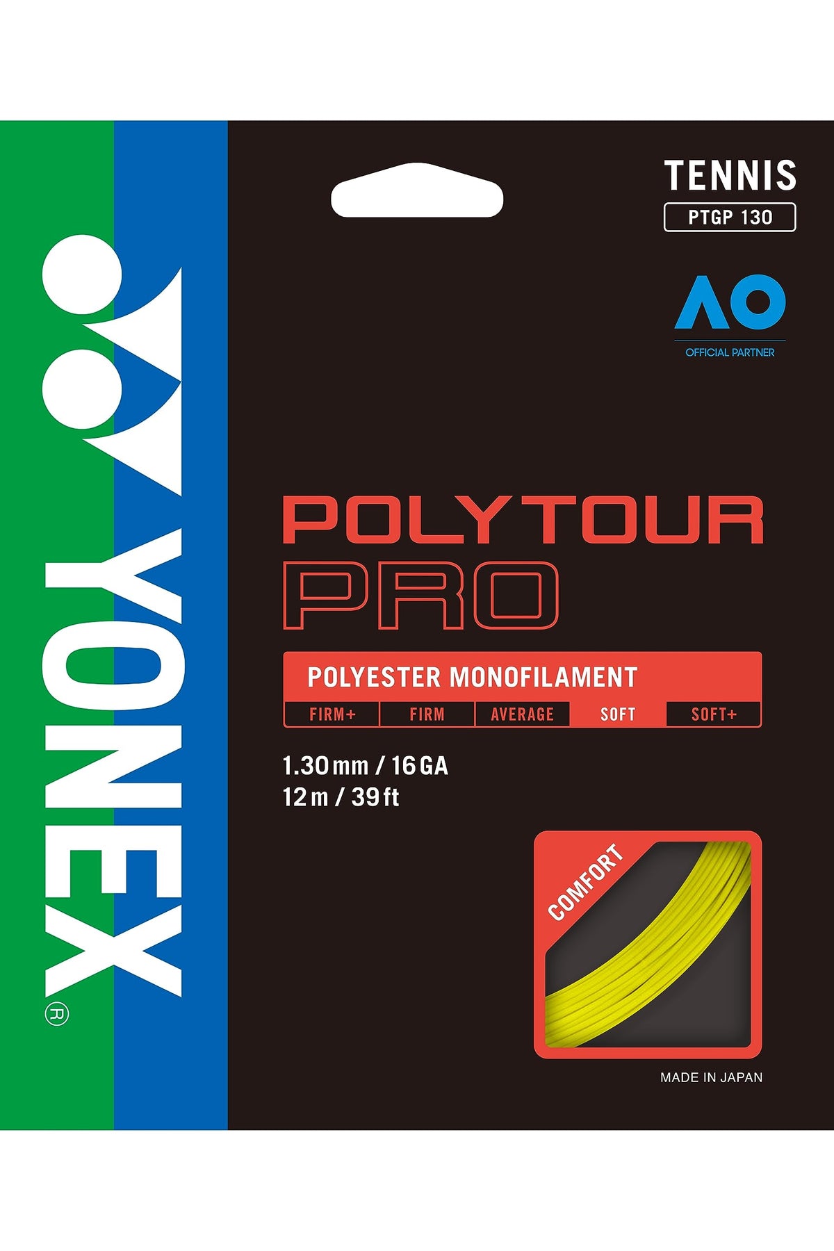 Yonex Poly Tour Pro String Set - Yellow, 1.3 mm