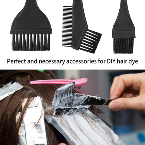 VARHHUXHA 4 Pcs Hair Coloring Brushes, Hair Dye Brush and Mixing Bowl Set, Double-sided Hair Dying Brushes Tint Comb Set for DIY Salon Hair Coloring Dying Brushes, with Hair Dying Mixing Bowl - Black