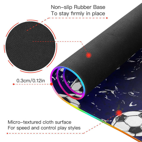 Blue Football Wireless Charging Mouse Pad for Mobile Phone Extra Large Gaming Mousepad with 13 Lighting Modes Computer Mat for Gaming MacBook PC Laptop Desk Office Home