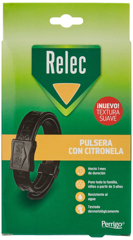 Relec Black Anti-Mosquito Bracelet with Citronella for the Whole Family, Ages 3+