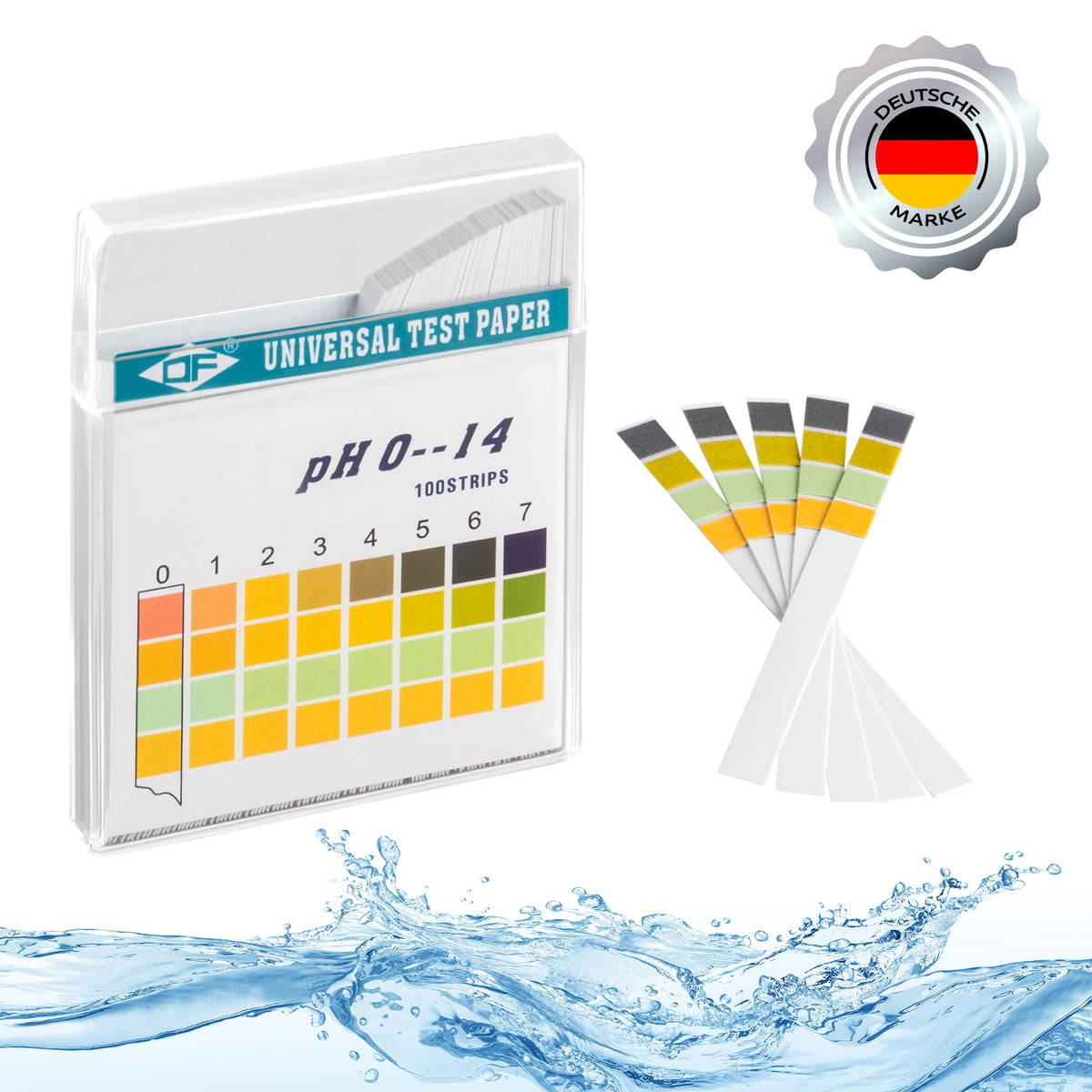 ECENCE pH test strips 100 pcs. Hot tube pool and spa test strips litmus test paper measuring range 0-14 universal indicator paper acidity test for aquariums drinking water