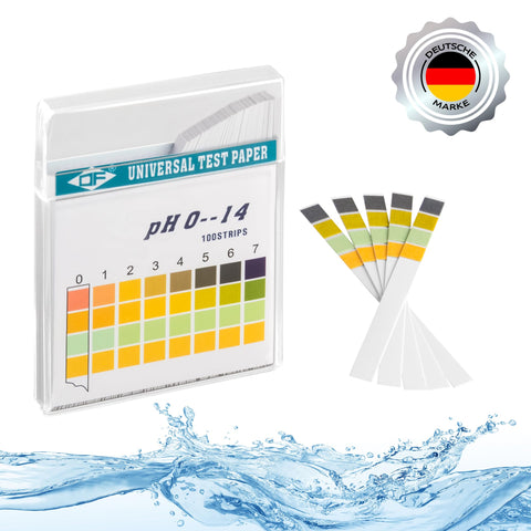 ECENCE pH test strips 100 pcs. Hot tube pool and spa test strips litmus test paper measuring range 0-14 universal indicator paper acidity test for aquariums drinking water