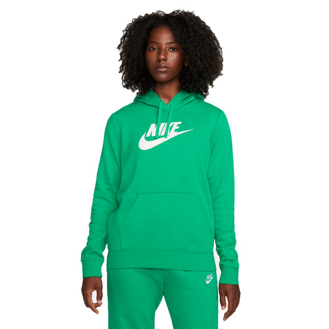 Nike Sportswear Club Fleece Women's Logo Pullover Hoodie (US, Alpha, Large, Regular, Regular, Stadium Green/White)