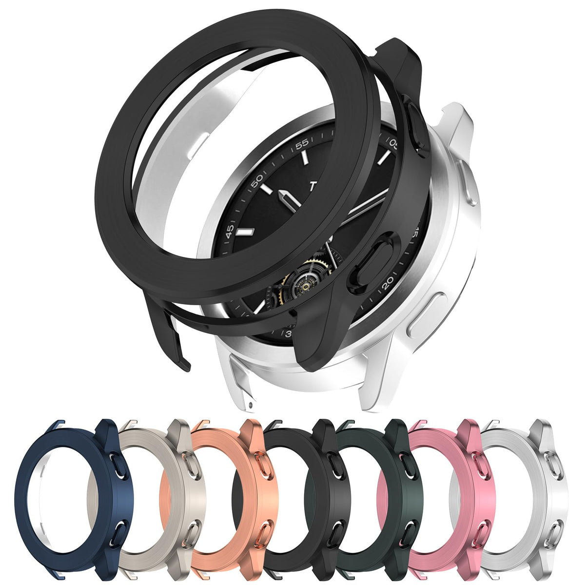 AWADUO Compatible with Xiaomi Watch S3 Protective Case Cover, Smartwatch PC Protective Case Cover Shell with Rotatable Bezel Ring Soft and Durable Watch Accessories(Black)