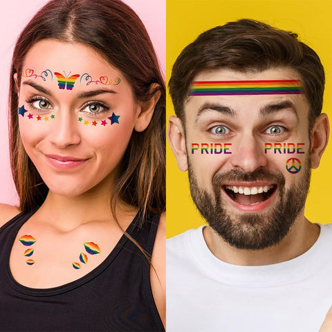 Generic Rainbow Temporary Tattoos 10 Sheets Gay Pirde Tattoos Butterfly/Heart/Rainbow Face Tattoos Waterproof LGBT Fake Tattoos Stickers for Rainbow Party Pirde Month Parades Celebrations Decorations