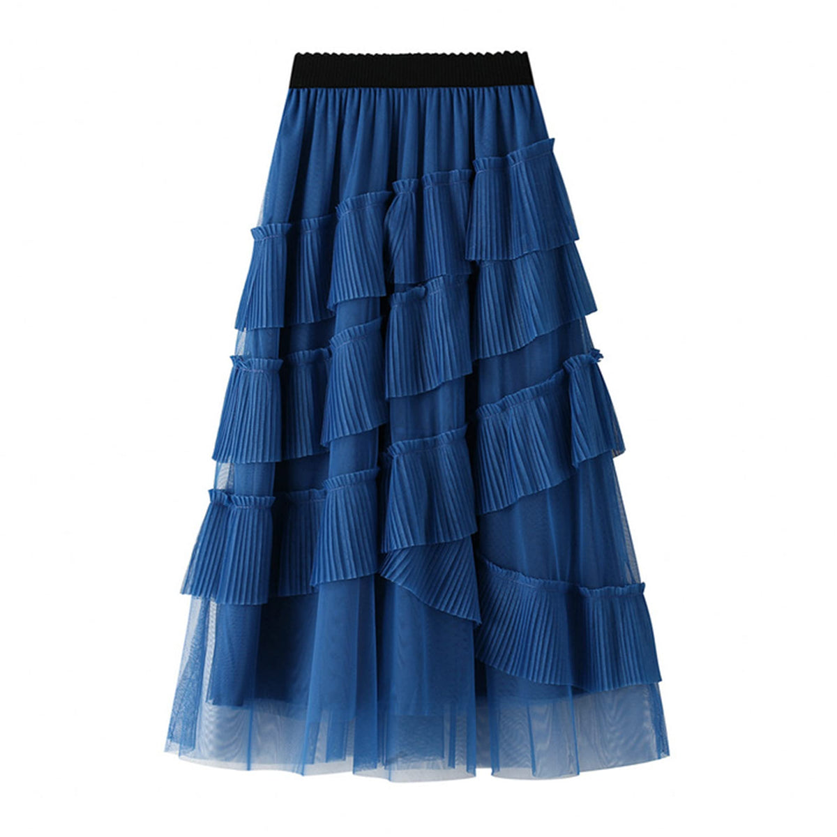 Dirholl Women's A-Line Fairy Elastic Waist Tulle Midi Skirt, Tutu Blue, One Size