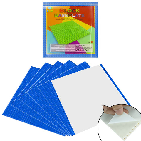 EKIND Self Adhesive Building Brick Plates, 10 inch x 10 inch Base Plates with Adhere for Toy Bricks, STEM Activities & Display Table (6 Pack, Blue)