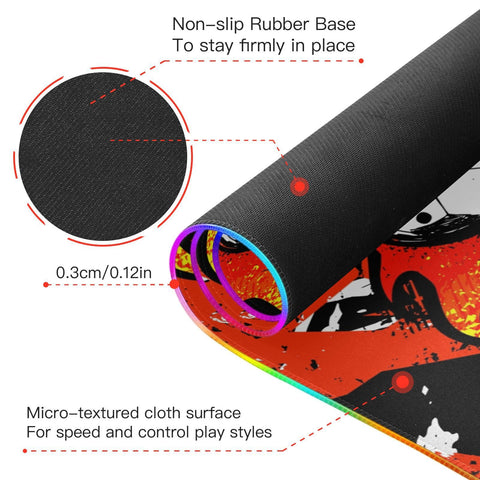 Fire Football Soccer Wireless Charging Mouse Pad for Mobile Phone Extra Large Gaming Mousepad with 13 Lighting Modes Mouse Mat for Office Home Gaming MacBook PC Laptop Desk