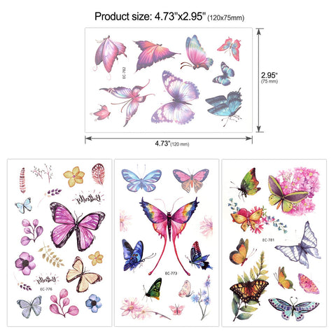 Konsait Kids Tattoos Butterfly Temporary Tattoos Sticker for Girls Children's Birthday Party Bag Filler Gift Idea Party Favors, 154 Pcs Kids Butterfly Flower Girls Tattoos