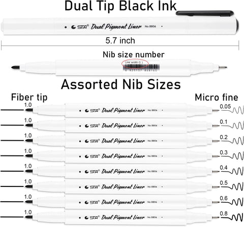 Dyvicl Black Micro-Pen Fineliner Ink Pens - Dual Pigment Liner Multiliner Pens Micro Fine Point Drawing Pens for Sketching, Anime, Manga, Artist Illustration, Journaling