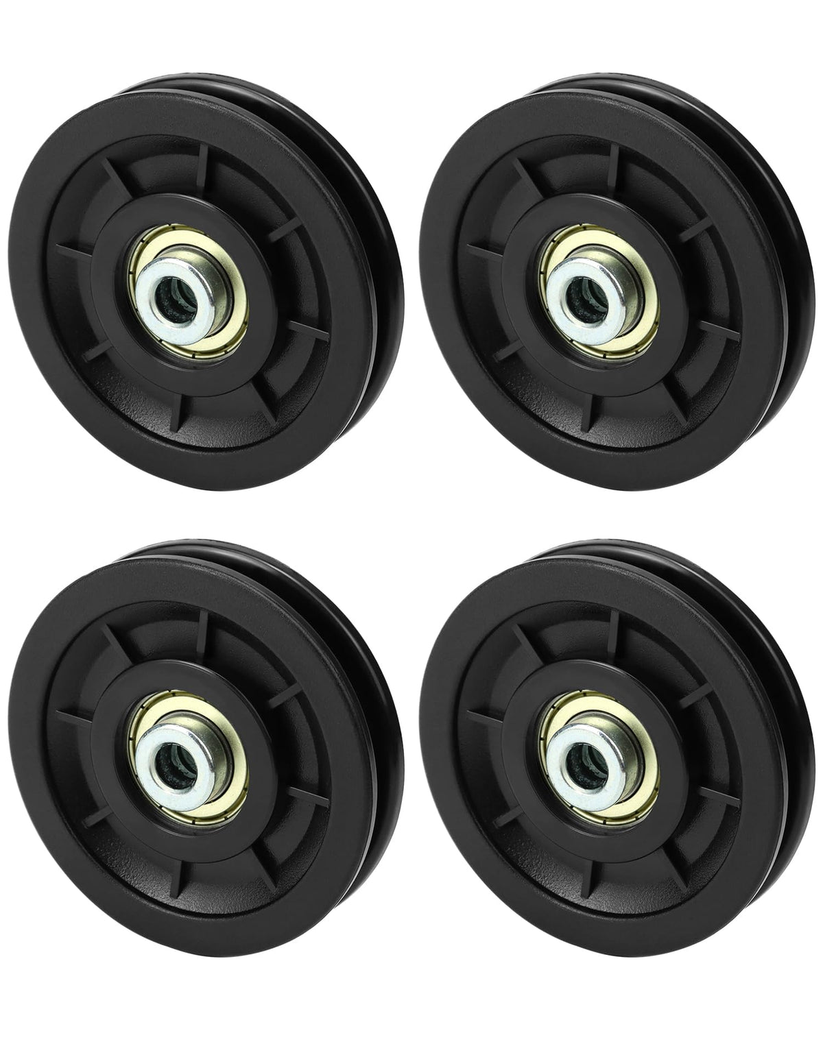 QWORK® 4 Pack 90mm Gym Pulley Wheel, High Strength Wear Resistant Bearing Pulleys for Gym Fitness Machine Wire Rope Pulley