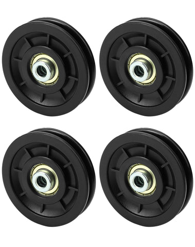 QWORK® 4 Pack 90mm Gym Pulley Wheel, High Strength Wear Resistant Bearing Pulleys for Gym Fitness Machine Wire Rope Pulley