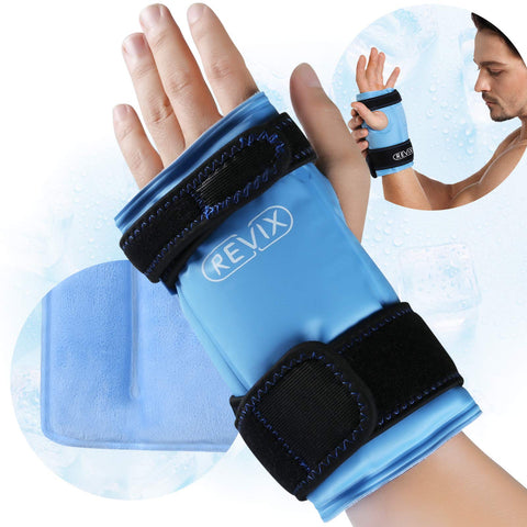 REVIX Wrist Ice Pack Wrap for Carpal Tunnel Relief, Reusable Gel Ice Packs for Hand Injuries, Cold Compress, Swelling, Sprains and Arthritis (1 Pack)