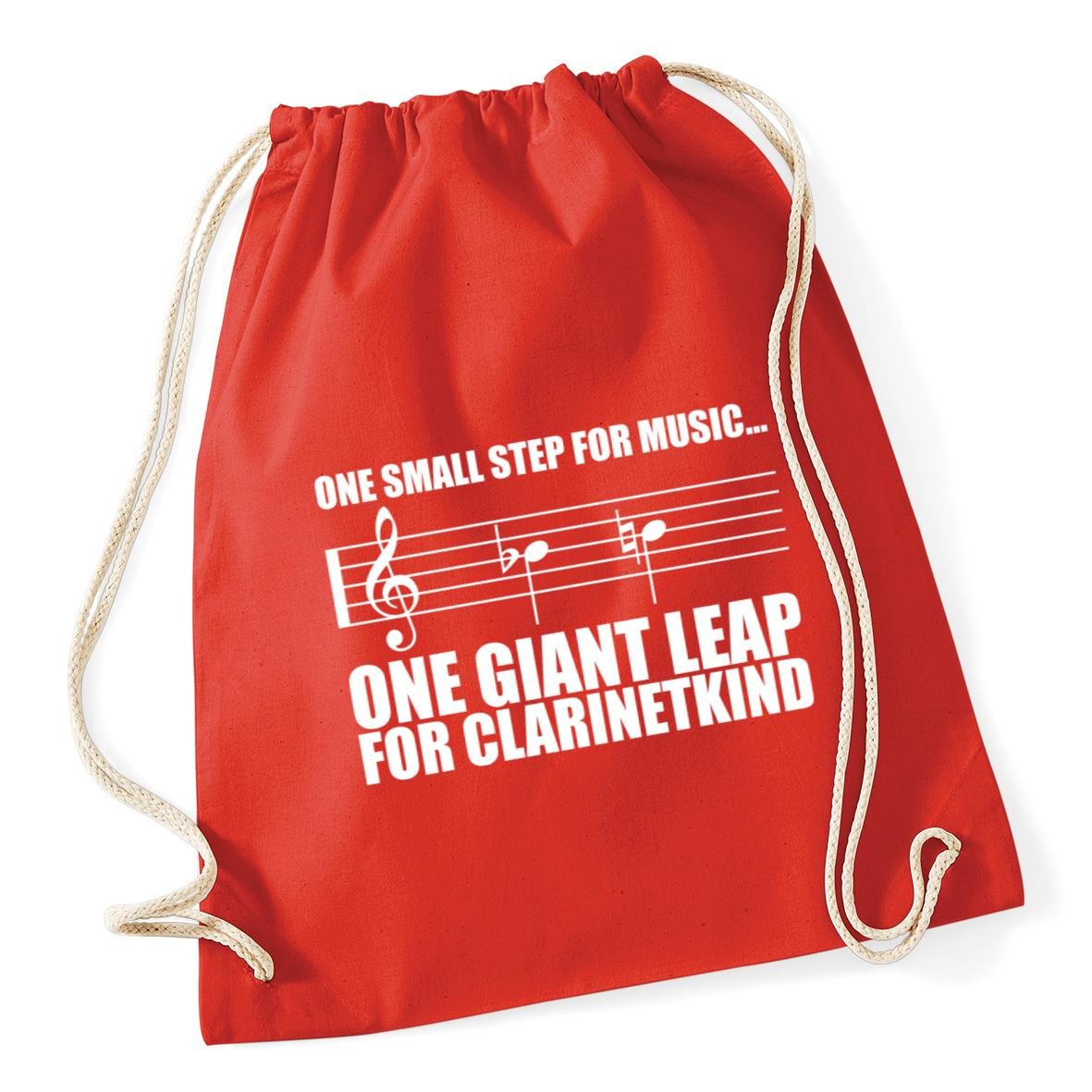 HippoWarehouse One Small Step for Music.One Giant Leap For Clarinetkind Clarinet Player Drawstring Cotton School Gym Kid Bag Sack 37cm x 46cm, 12 litres