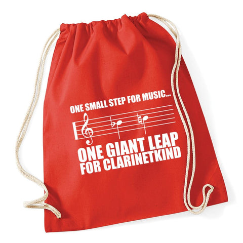 HippoWarehouse One Small Step for Music.One Giant Leap For Clarinetkind Clarinet Player Drawstring Cotton School Gym Kid Bag Sack 37cm x 46cm, 12 litres
