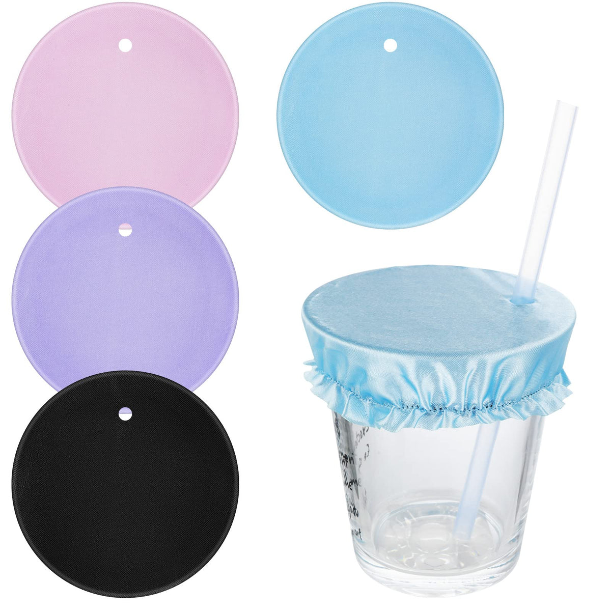 Lusofie 4 Pack Drink Covers for Alcohol Protection with Straw Hole Universal Cup Covers for Drinks, Prevent Drink Getting Spiked at Bar Party(4 Colors)