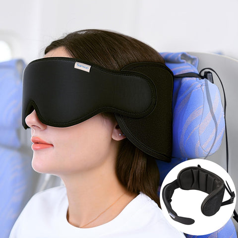 SARISUN Travel Pillows for Airplanes, Neck Pillow for Sleeping Travel with Eye Mask, Airplane Pillow for Long Flight, Kids Travel Pillows for Car, Road Trip Car Headrest,Stop Bobblehead, Black