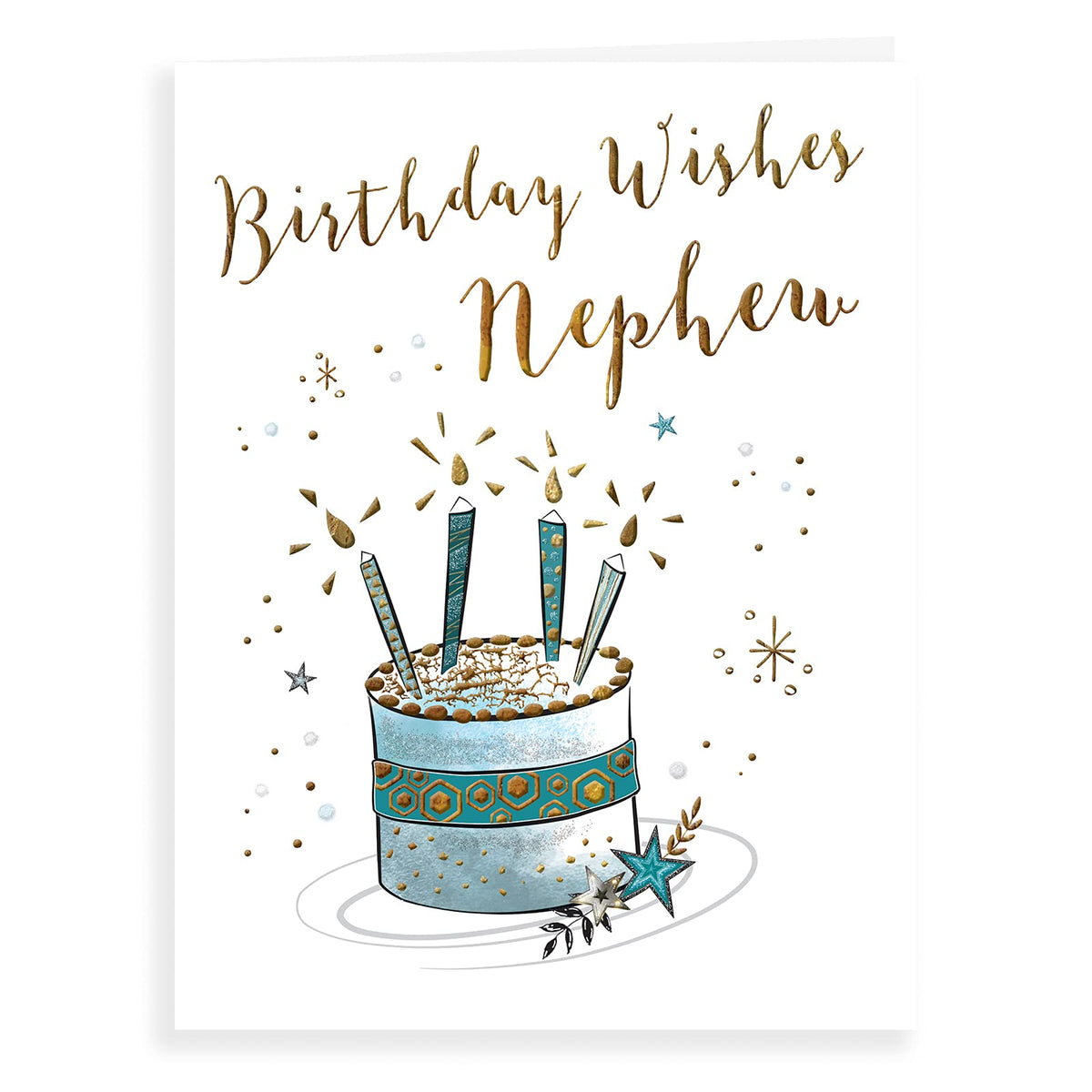 Piccadilly Greetings Koko Designs K70035 Luxury Beautiful Contemporary Birthday Wishes Card Nephew - 8 x 6 inches, silver|grey|black|brown