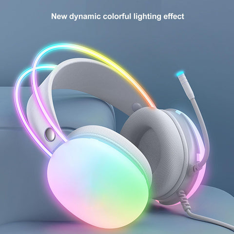 Dpofirs Gaming Headset with Microphone, USB Wired Over Ear Headphones Noise Reduction with RGB LED Light, Ergonomic Computer Headphones for PC Laptop Smartphone