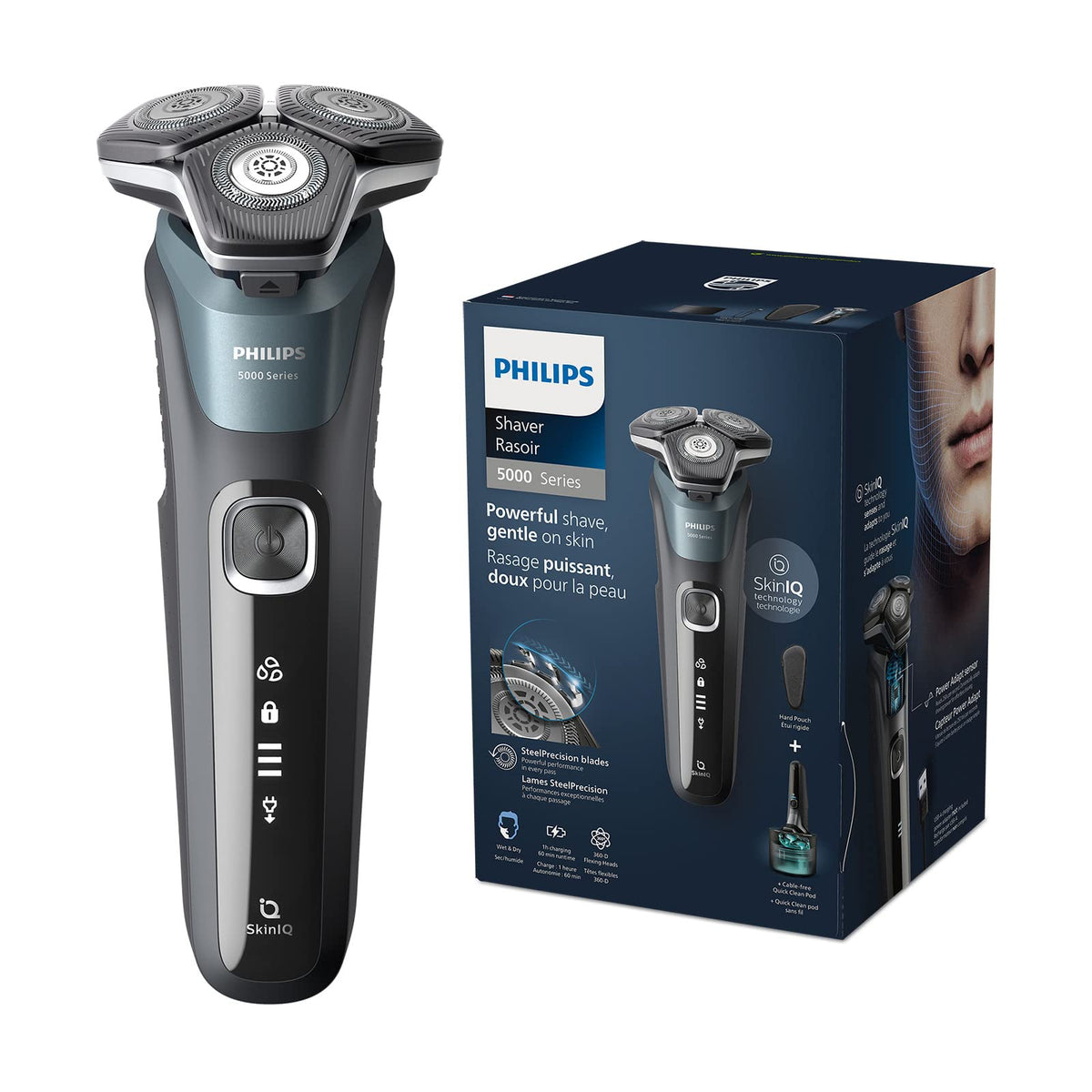 Philips Shaver Series 5000, Wet & Dry Electric Shaver with Cable-free Quick Clean Pod, S5882/50