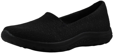 Skechers Women's Reggae Fest-Wicker Black/Black Loafer Flat 9.5 M US