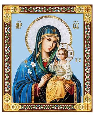 Madonna and Child in Blue Virgin Mary Eternal Bloom With Christ 4 3/4 Inch, Religious Gift For Woman Man, With Stand
