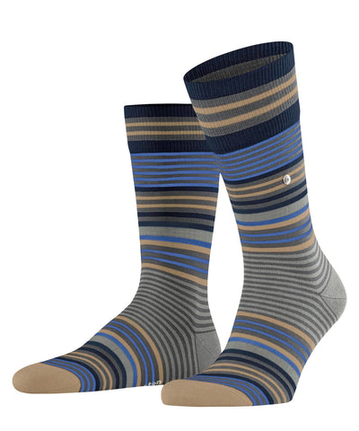 Burlington Men's Stripe M So Wool Patterned 1 Pair Socks, Grey Dark 3070, 6.5-11