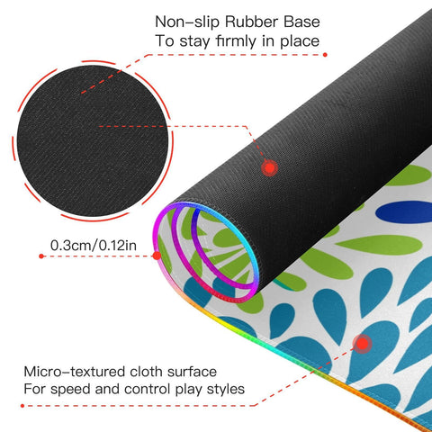 Flowers Christmas Wireless Charging Mouse Pad for Mobile Phone Extra Large Gaming Mousepad with 13 Lighting Modes Mouse Mat for Gaming MacBook PC Laptop Desk Home Office