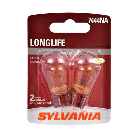 SYLVANIA - 7444NA Long Life Miniature - Amber Bulb, Ideal for Turn Signal Applications, Side Marker, and Parking (Contains 2 Bulbs)
