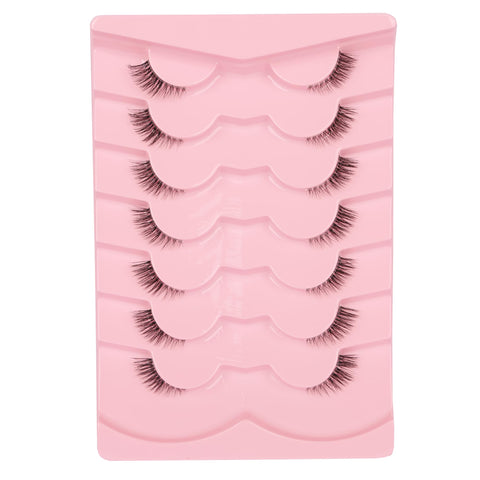 Gmagictobo False Eyelashes Natural Half Lashes Cat Eye 3D Clear Band Lashes Pack Corner Lashes Short Wispy Fake Eyelashes 7 Pairs Multipack