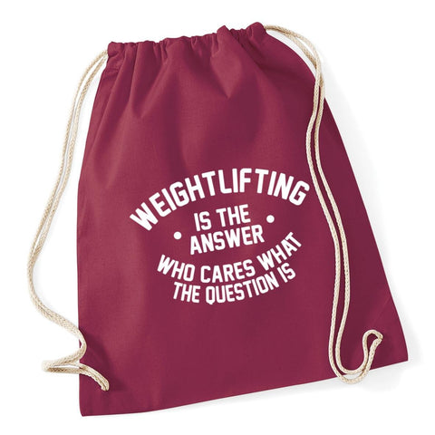 HippoWarehouse Weightlifting is the Answer Who Cares What the Question Is Drawstring Cotton School Gym Kid Bag Sack 37cm x 46cm, 12 litres