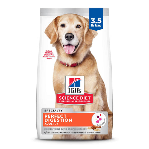 Hill's Science Diet Senior Adult 7+ Dry Dog Food, Perfect Digestion, Chicken Recipe, 3.5 lb. Bag