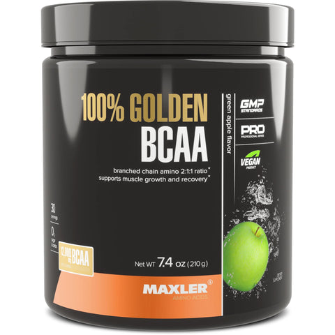 Maxler 100% Golden BCAA Powder - Intra & Post Workout Recovery Drink for Accelerated Muscle Recovery & Lean Muscle Growth - 6 g Vegan BCAAs Amino Acids - 30 Servings - Green Apple