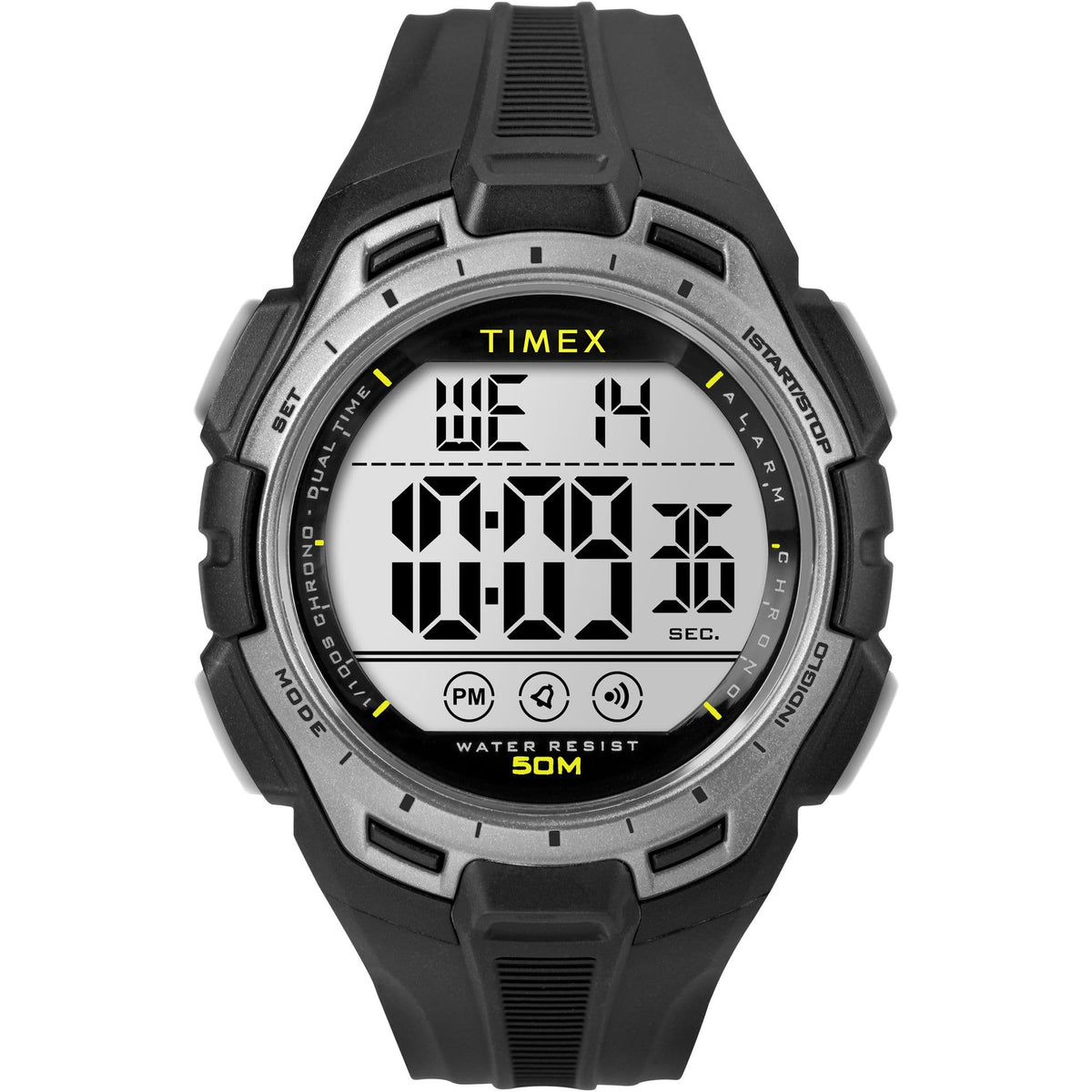 Timex Men's Sport 43 mm Watch - Black Resin Band Digital Dial Black Case TW5M63600