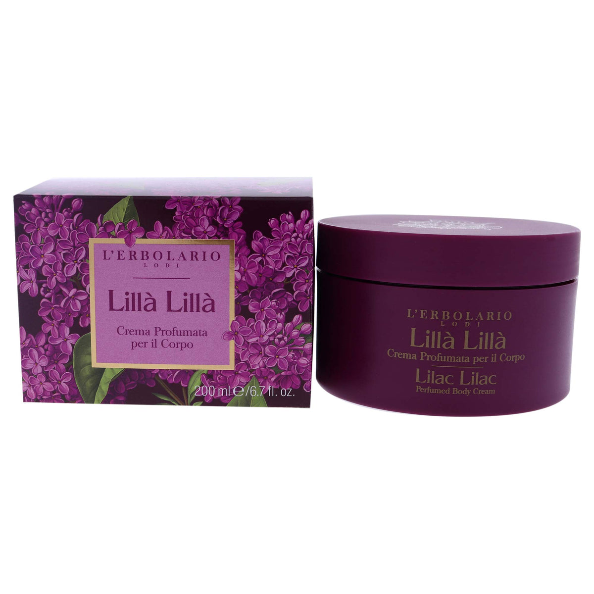 Lâ€™Erbolario Lilac Lilac Perfumed Body Cream - Moisturizer for Dry Skin - With Lilac and Hemp Protein - Firming, Hydrating, Smoothing Benefits - 6.7 oz