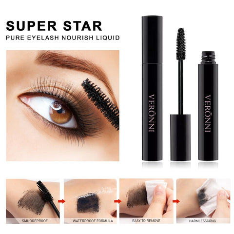 VERONNI Waterproof Blue Mascara,CurlingThick Lengthening Eyelash Mascara, Lifts and Extends Lash Length, Clump Resistant, Eyelash Blue Extension Curl Mascara Makeup (Blue)
