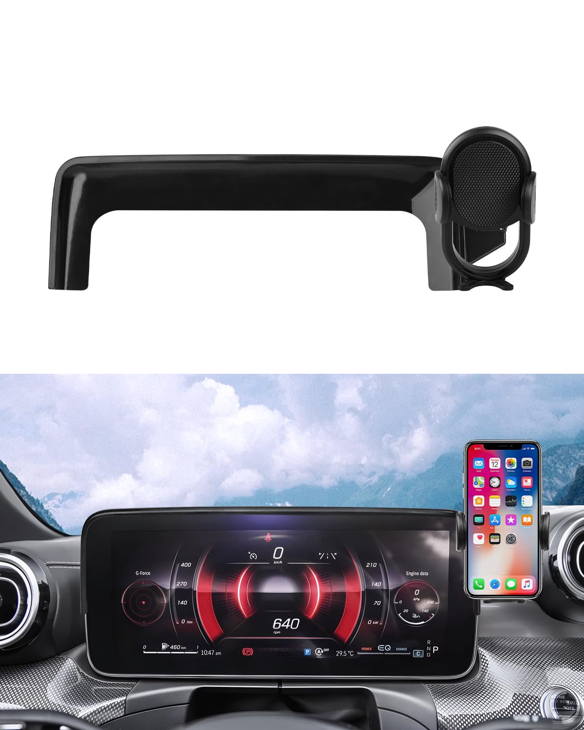 Autorder Car Phone Holder for 2022-2024 Mercedes Benz C-Class/2023 2024 GLC Accessories Phone Mount Screen Cell Phone Automobile Cradles Hands-Free 360 Degree Rotation