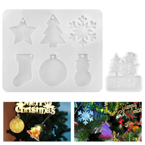 DTYGUIXE Christmas Resin Silicone Mould, Pack of 2 Christmas Resin Casting Moulds 7 Patterns Epoxy Resin Moulds Snowflakes Silicone Mould Christmas Pendant Epoxy Resin Mould for Ornaments DIY Crafts