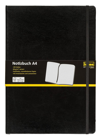 Idena Notebook with Bookmark and Inner Pocket FSC-Mix Black A4 karriert Schwarz