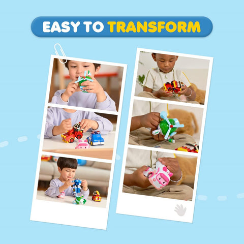 Robocar Poli Transforming Robot, 4" Transformable Action Toy Figure Vehicles, Police Emergency Vehicle Playset, Holiday Birthday Rescue Car Toys Gift for Boys Girls Age 1 2 3 4 5