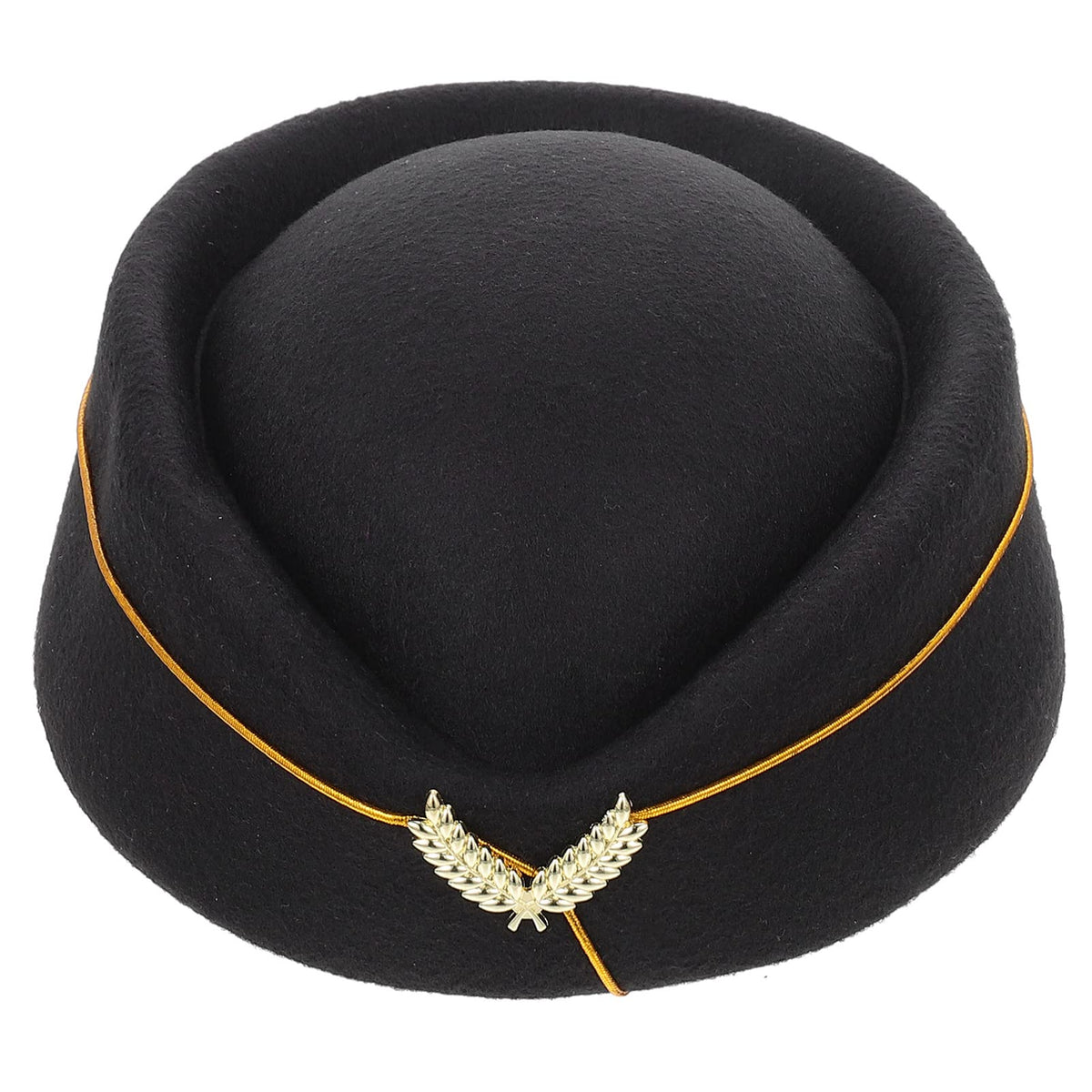 Alipis Black Flight Attendant Hat Felt Stewardess Cap Cosplay Air Hostess Hat Pilot Captain Costume Hat Hair Accessories