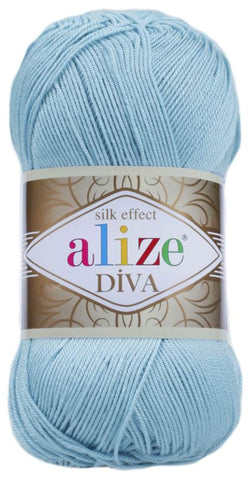 Alize Diva Silky Effect 100% Microfiber Acrylic Yarn 1 Ball skeins 100gr 383yds Color (346 - Sky Blue)