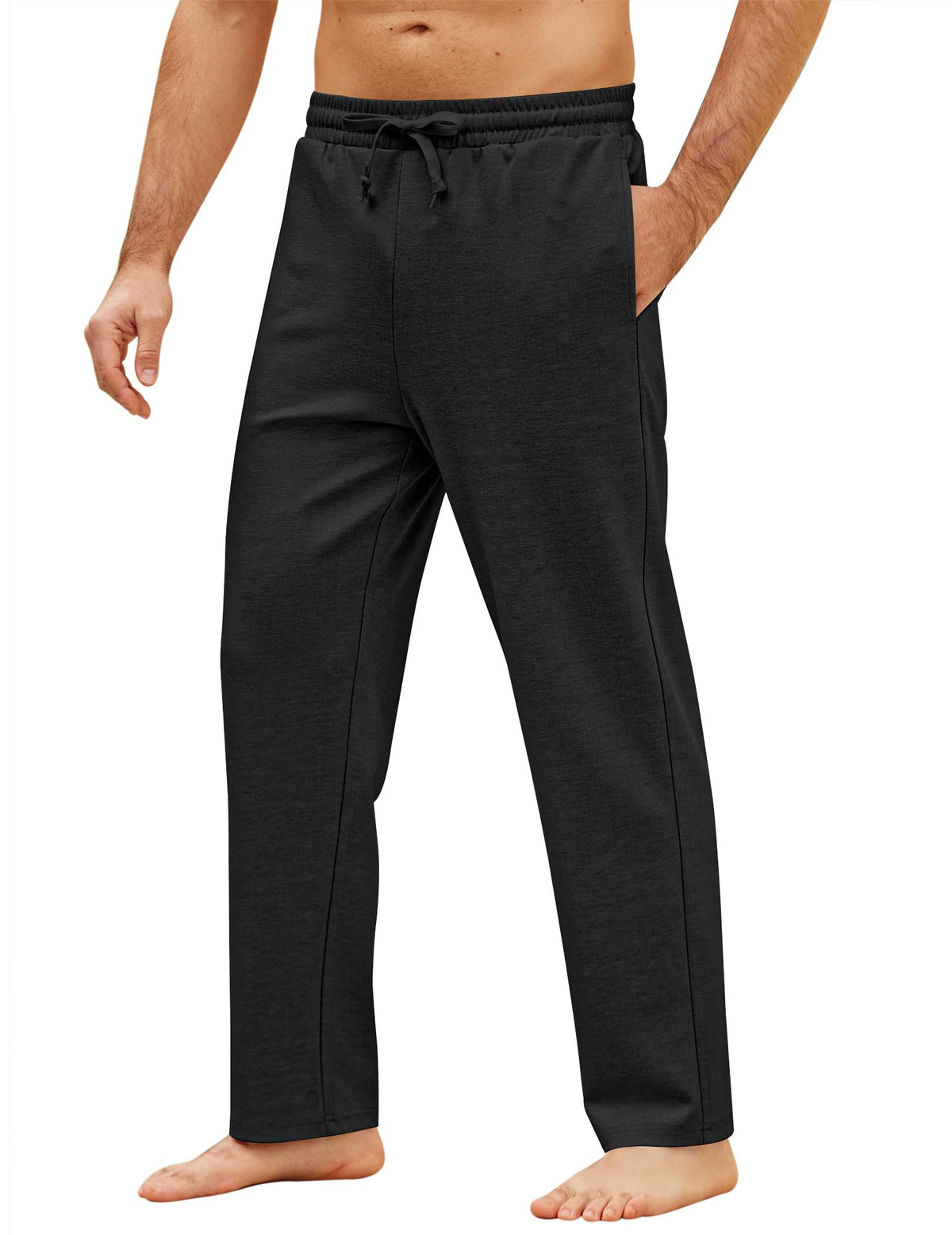 COOFANDY Men's Lightweight Sweatpants Casual Loose-Fit Elastic Waist Pant with Pockets(Black, S)