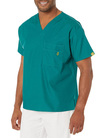 WonderWink 6006AHTRSM Origins Unisex Alpha Fit V-Neck Top, Hunter Green, Standard - Small