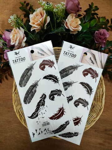Bird Feather Tattoos Waterproof Temporary Fake Tattoo Leg Arm for Men Women Sticker Decal Festival Body Paint (Pack 2 PCS.)