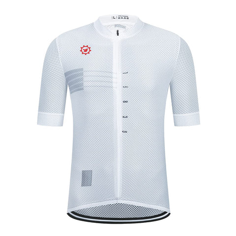 GCRFL Men's Cycling Jersey with 3+1 Zipper Pockets Short Sleeves Biking Bike Jersey Cycling Shirt Breathable Mesh Fabric (220, XL) White