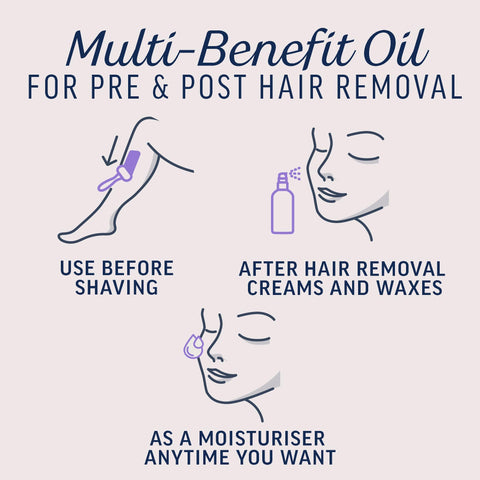 Veet Miraculous Oil, 100ml, Razor Bumps Treatment, Women's Shaving Oil, Dermaplaning Oil For Face, Pre and Post Hair Removal, Argan Oil, Shea Butter, Almond Oil, Avocado Oil, Hair Oils