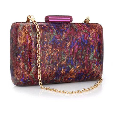 WomenÃ¢â‚¬â„¢s Evening Clutch Acrylic Clutch Purses for Women Wedding Prom Dress Bag (Purple)