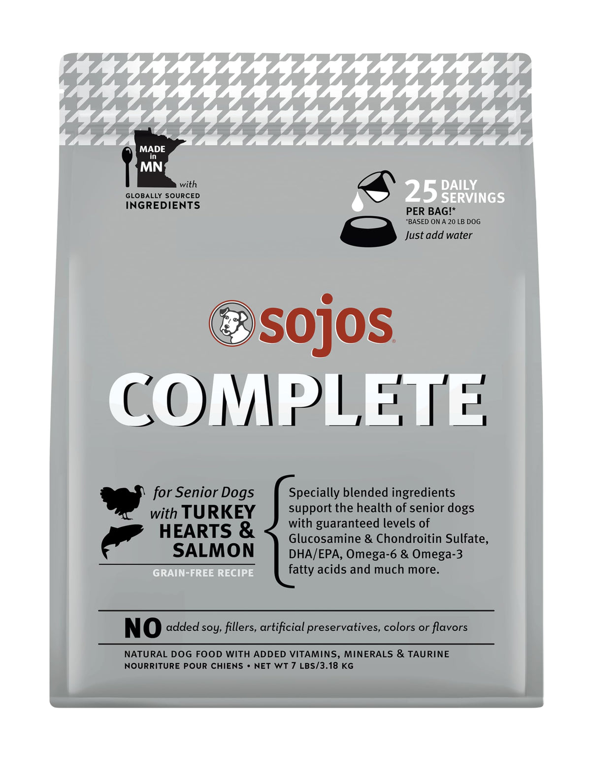 Sojos Complete Turkey & Salmon Recipe Senior Grain-Free Freeze-Dried Raw Dog Food, 7 Pound Bag
